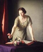 William McGregor Paxton Girl Arranging Flowers USA oil painting artist